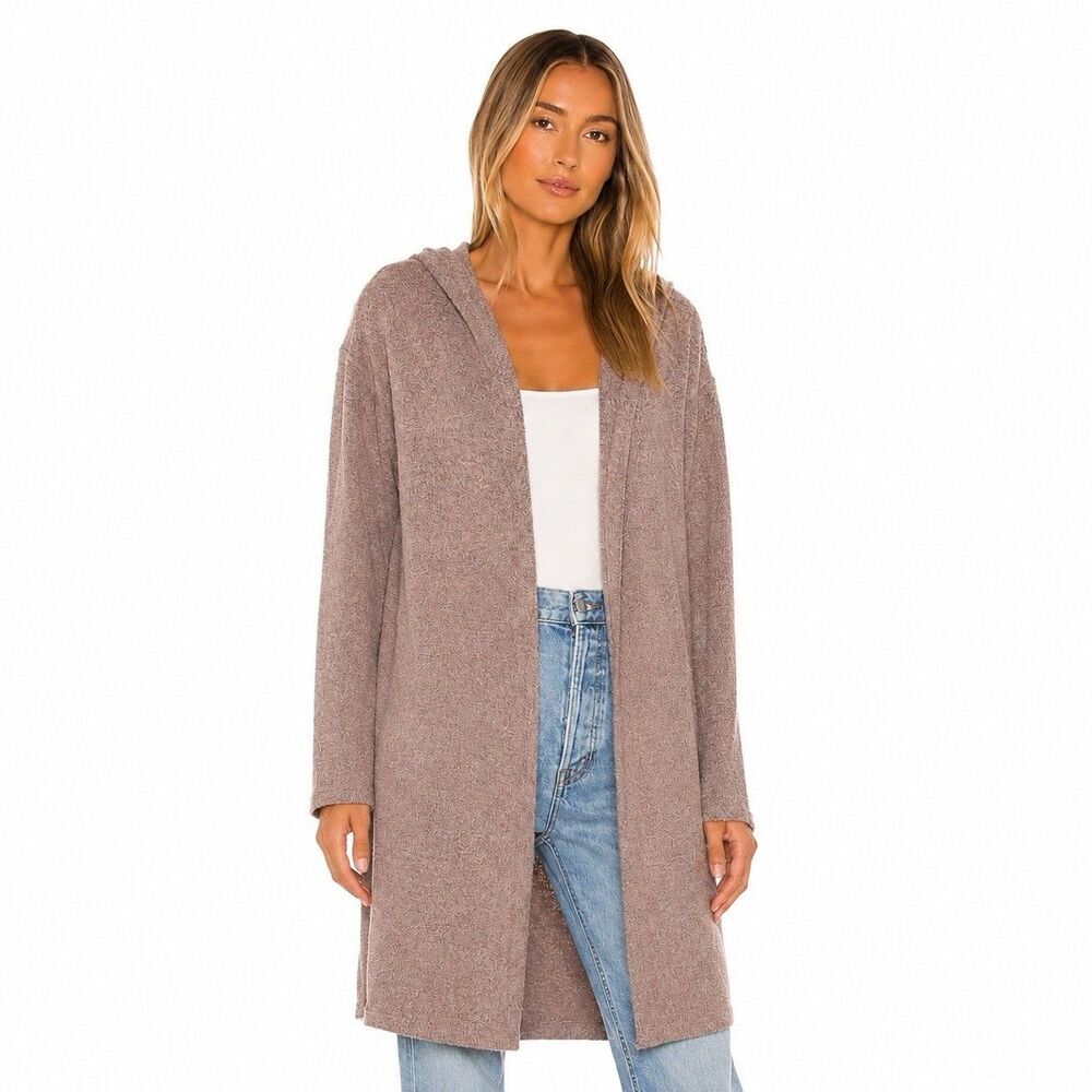 Z Supply Women's Purple Marled Hooded Open Front Cardigan Lightweight Cozy M